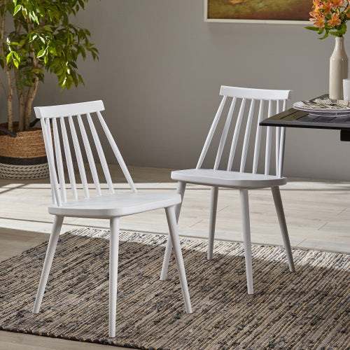 Farmhouse Spindle Back Dining Chairs, Set Of 2, White - BeShop