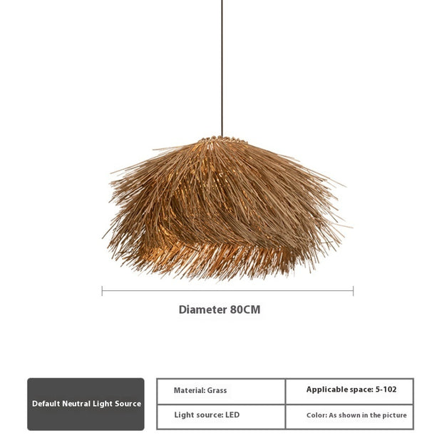 Japanese-style Rattan Straw Hat Chandelier Farmhouse B & B Restaurant - BeShop