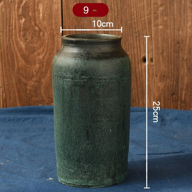 Vintage Vase Florist Earthenware Pot Tile Jar Insert Dried Flowers - BeShop