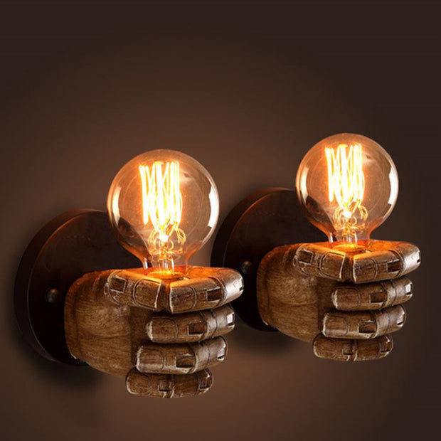 Retro fist resin wall lamp Loft industrial style sushi restaurant Bar restaurant cafe decoration antique wall lamp - BeShop