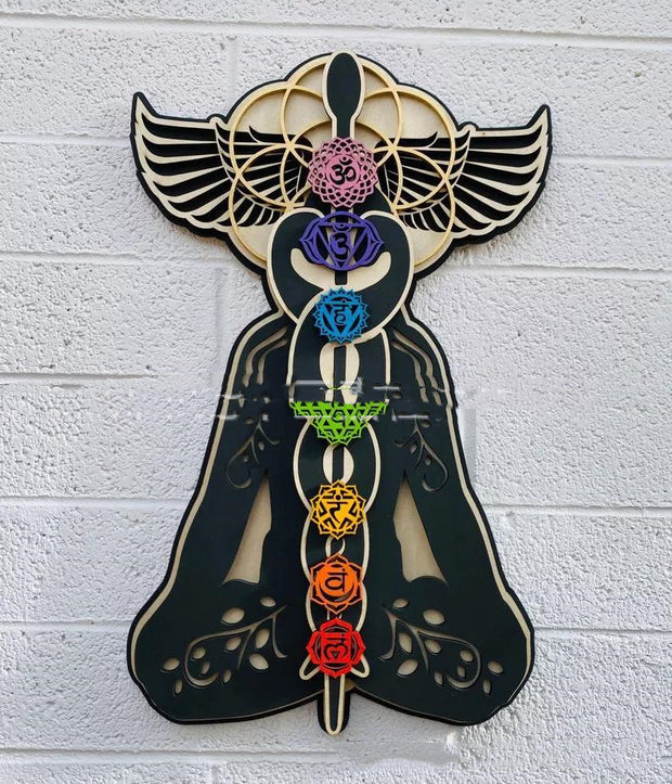 Three-dimensional Material Wall Art Kundalini Chakra Wooden - BeShop